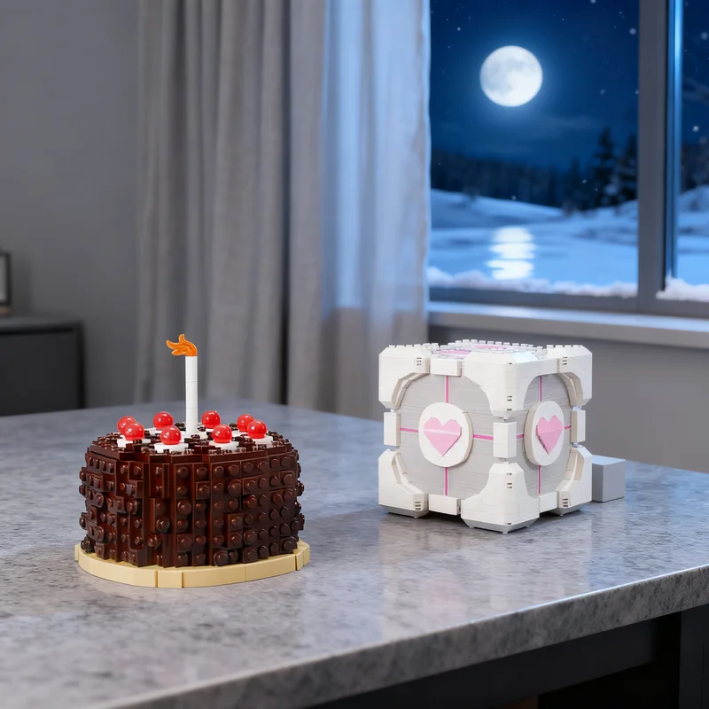 

2692pcs MOC Companion Cube Portal Art Model Building Blocks Toy Gift Creative Display Collectible Desk Premium Adult Kids Home