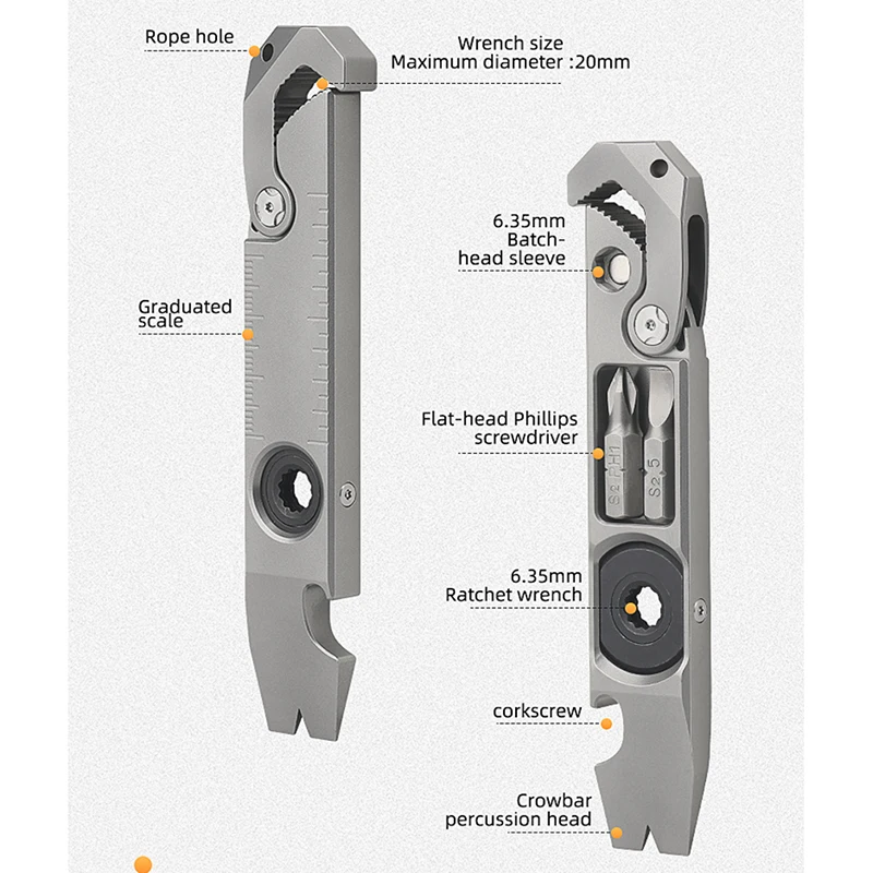 Imagem -06 - Titanium Alloy Multi-function Descompressão Push Slider Abridor de Garrafas Anti Stress Outdoor Camping Ferramentas Edc Tc4