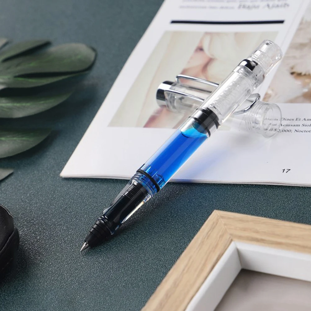 

2pcs High Capacity Piston Filling Gel Ink Pen Smooth Writing Portable Refillable Ballpoint Pen for School Office Travel Use