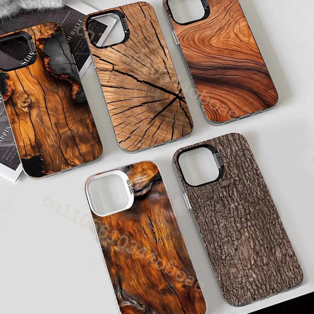 

Natural Wood Phone Case For iPhone 17,16,15,14,13,12,11,Pro,Max,Plus Soft Black Cover