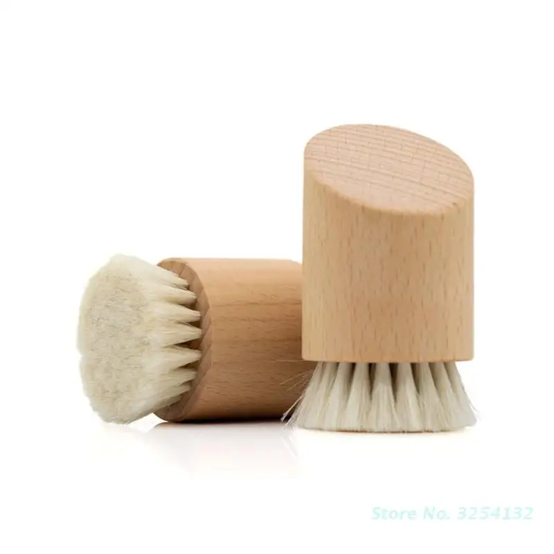 Wood Handle Facial Cleaning Brush Deep Clean Manual Soft Face Massager Skin Pore Clean Brush Face Care Brush Beauty Tool