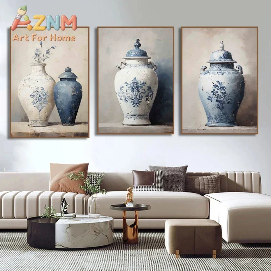 Countryside Cottage Flowers in Cans Perfume Bottles Porcelain Poster French Shopfronts Canvas Painting Wall for Room Home Decor