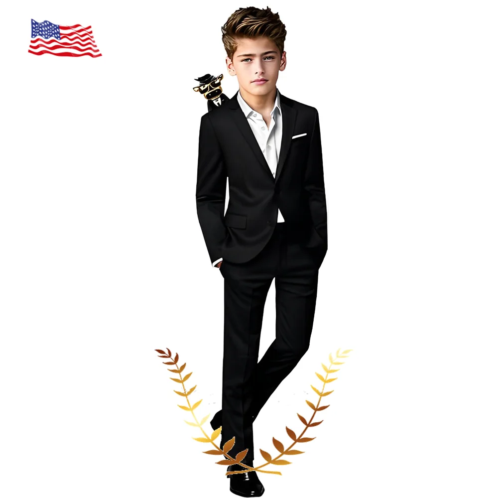 

Boys High Quality 2 Piece Suit Set Slim Fit Design Multiple Colors Ages 2-16 Formal Wedding Tuxedo Jacket Pants