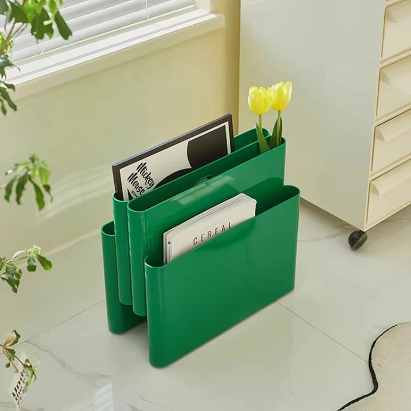 Nordic Plastic Magazine Racks Aesthetic Desktop Newspaper Rack Modern Floor Standing Storage Shelf &