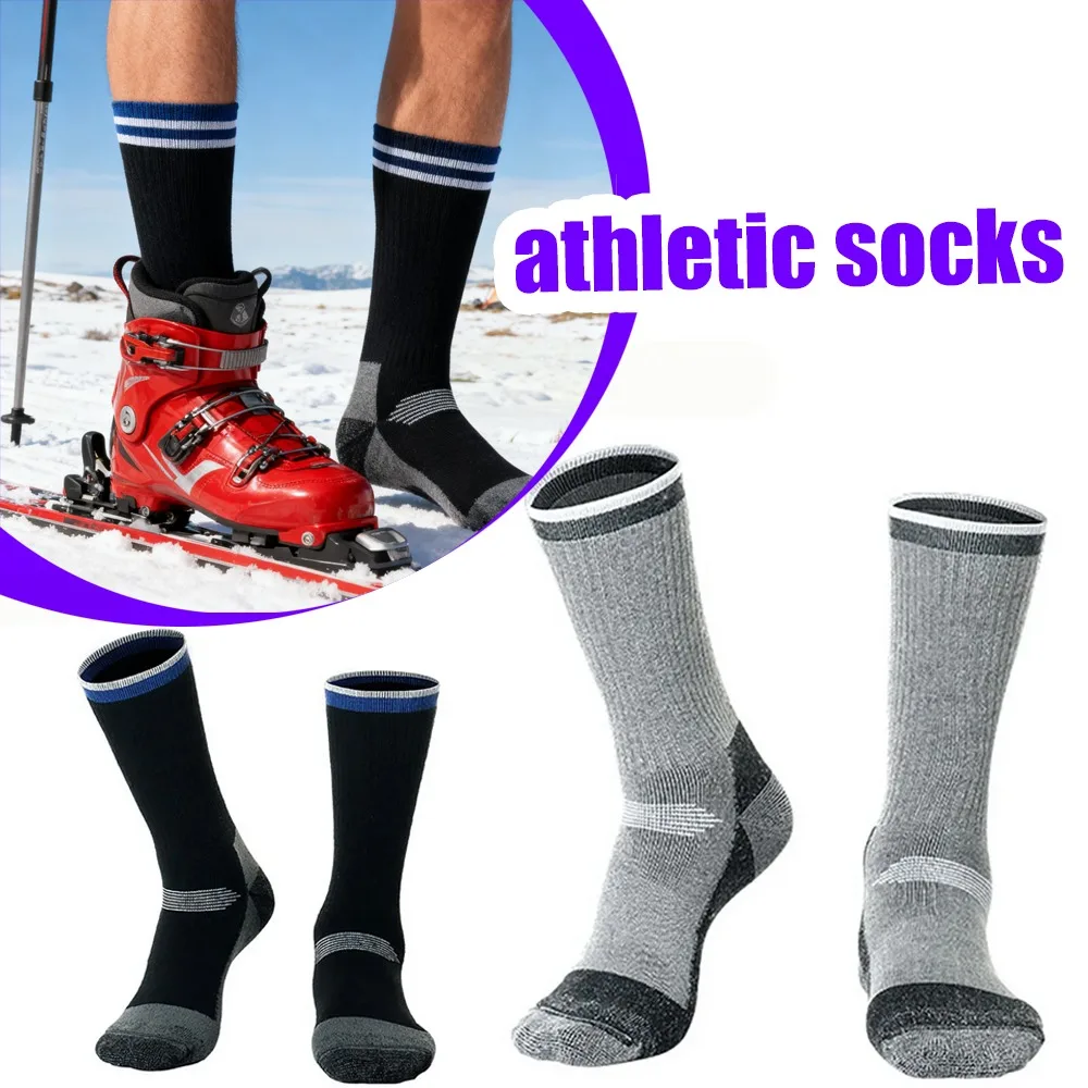 

Утолщенные шерстяные термоноски 1, двойная упаковка, унисекс, зимние теплые носки до середины икры, подходят для занятий спортом на открытом воздухе, таких как катание на лыжах и походе