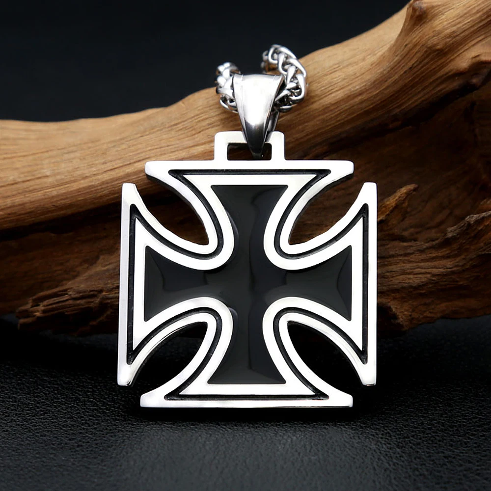 Vintage Classic Cross Pendant Necklace For Men Women Stainless Steel Hip Hop Knights Templar Iron Biker Jewelry Gifts Wholesale view 2