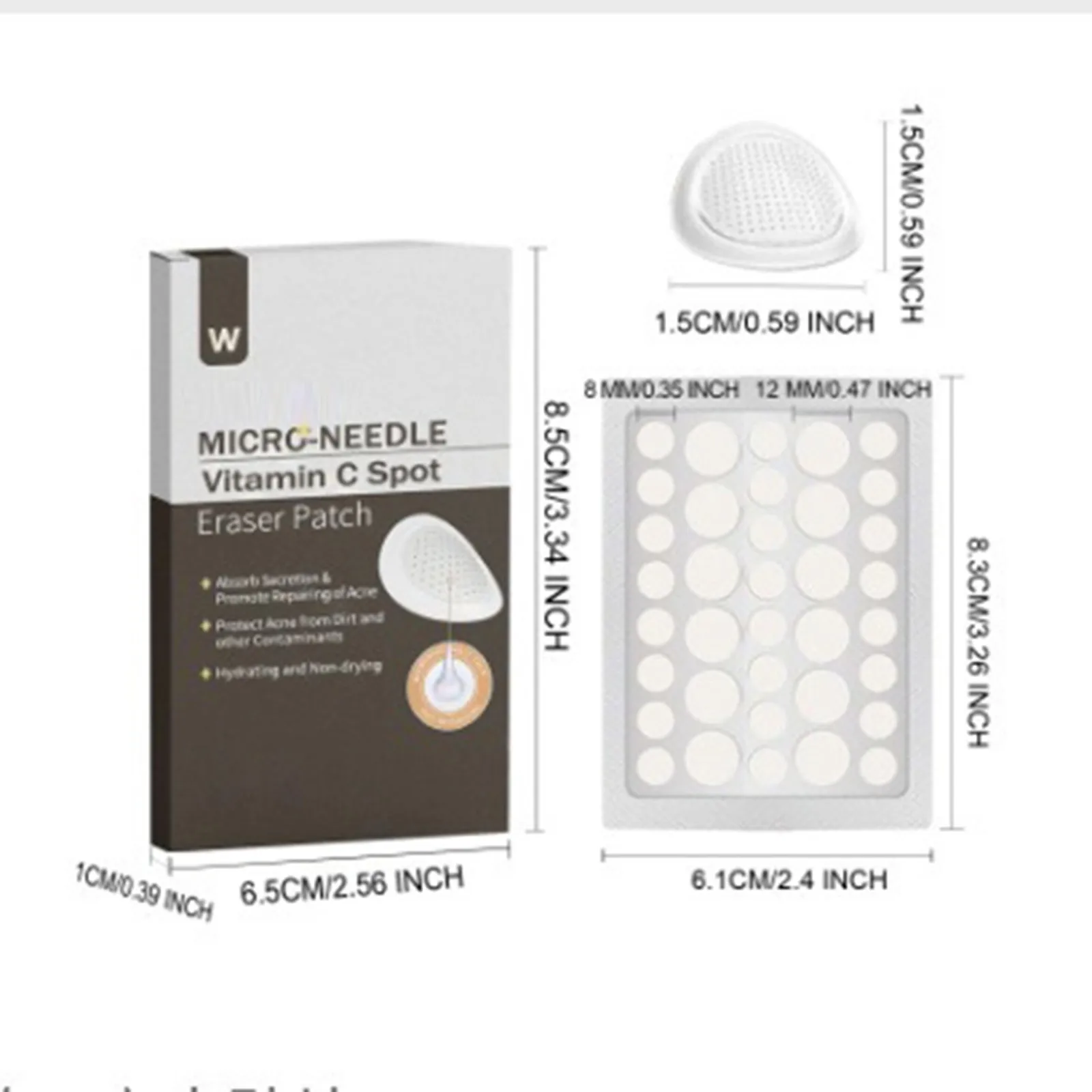 Parches faciales para espinillas, microagujas, parche de secado, pegatinas para cubrir, 72 unidades, cuidado absorbente durante todo el día