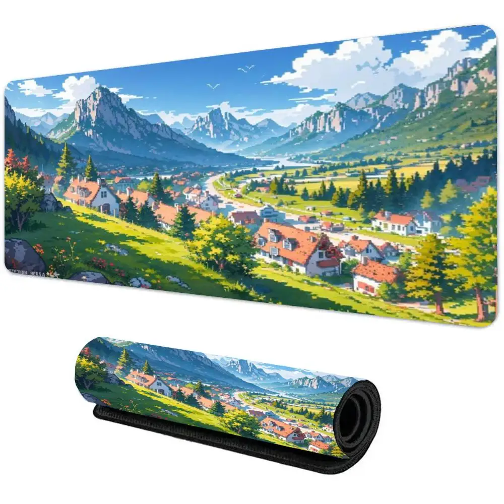 Коврик для мыши Green Forest Sunset, игровой коврик для мыши из натурального каучука, очень большой утолщенный коврик для стола, игровой коврик