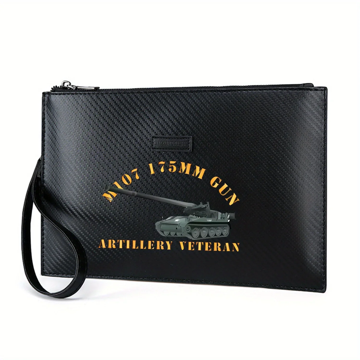 

Tank Gun Veteran Artillery Service Design Elegant Printed PU Men's Handbag Fashionable and Practical for Everyday Carry