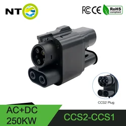 Conector de carga rápida NTO DC + AC CCS2 a CCS1, Combo de CCS para vehículo eléctrico, cargador EV, tipo 2 a tipo 1, compatible con BMW i3