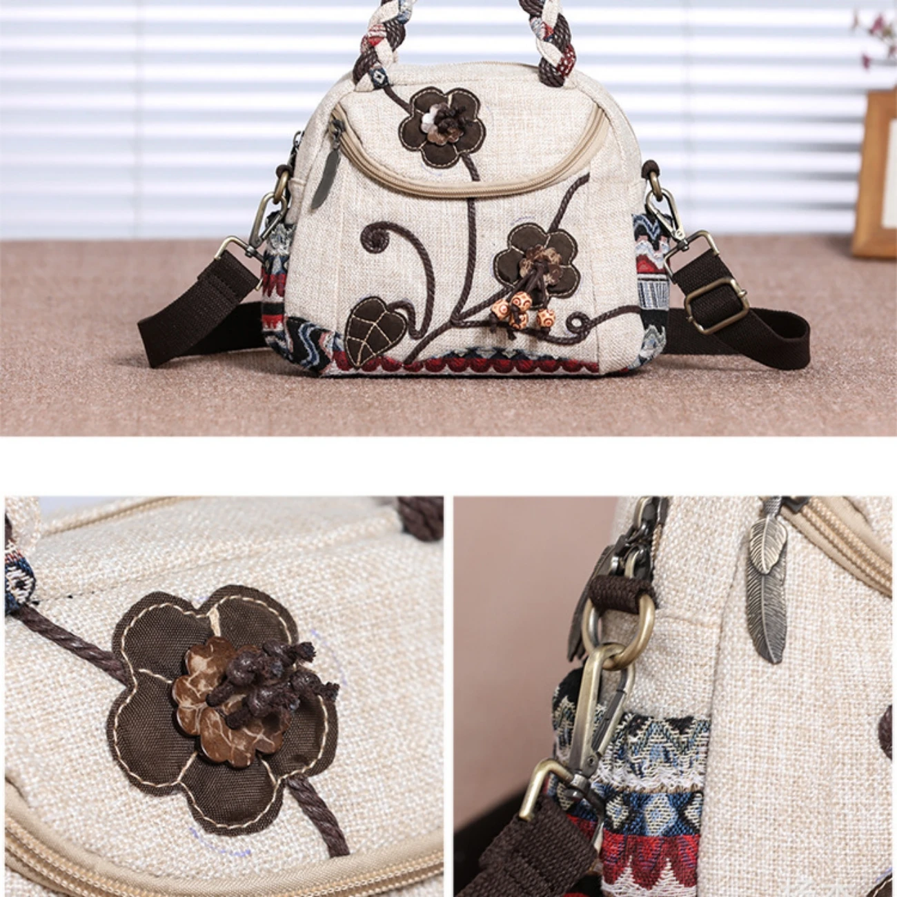 Ethnic Style Versatile, Multi functional, Lightweight, Casual Cloth Bag, Shoulder Bag, Crossbody Bag, Handbag