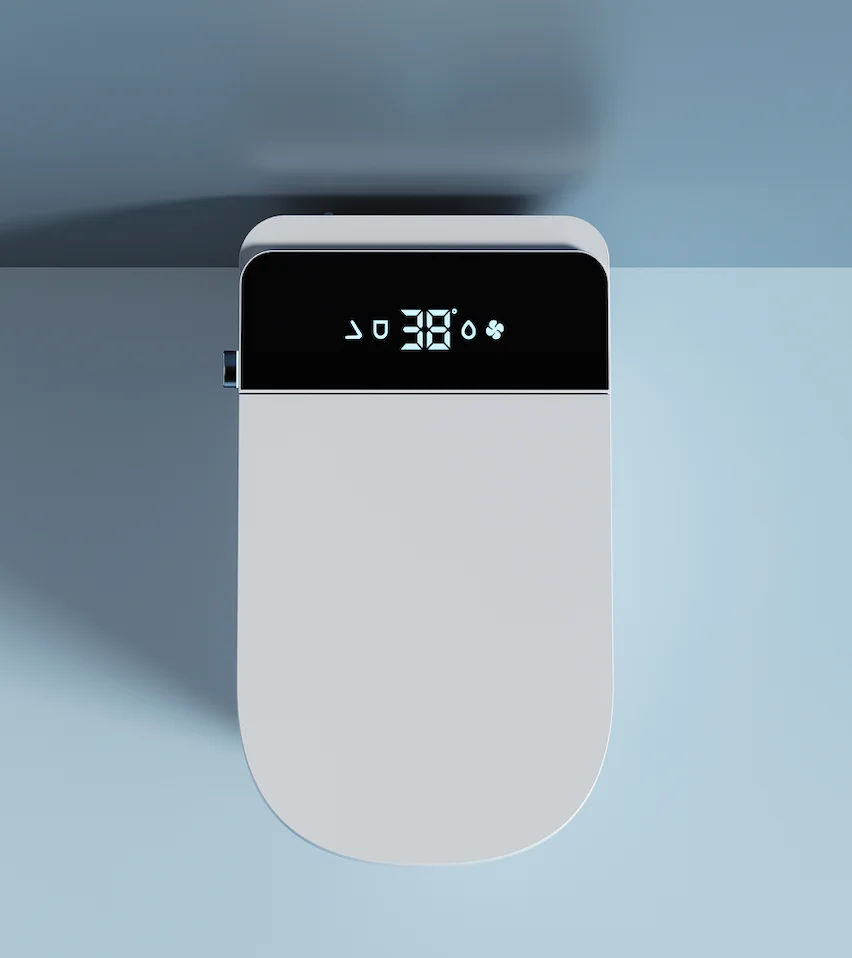 Sensor de pie alargado montado en el suelo, descarga automática, Control remoto, inodoro inteligente sin tanque para Baño