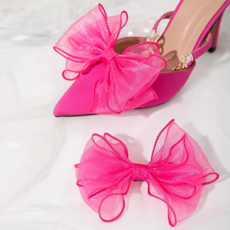 Sweet Style Multi-layer Bow Shoes Accessories Removable Bow Ponytail Girls Fashion Lace Accessories Shoes Accessories