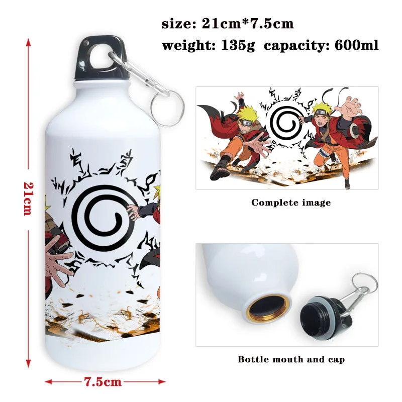

Naruto Uzumaki Anime Water Bottle 600Ml, Lightweight Aluminum Sports Bottle with Carabiner, Leak-Proof for Outdoor Activities