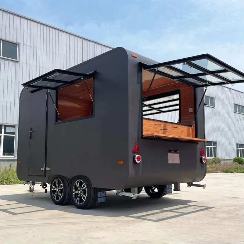 Street Coffee Ice Cream Van Trailer Burger Taco Truck Fully Equipped Mobile Restaurant Kitchen Fast Food Trailer for Sale