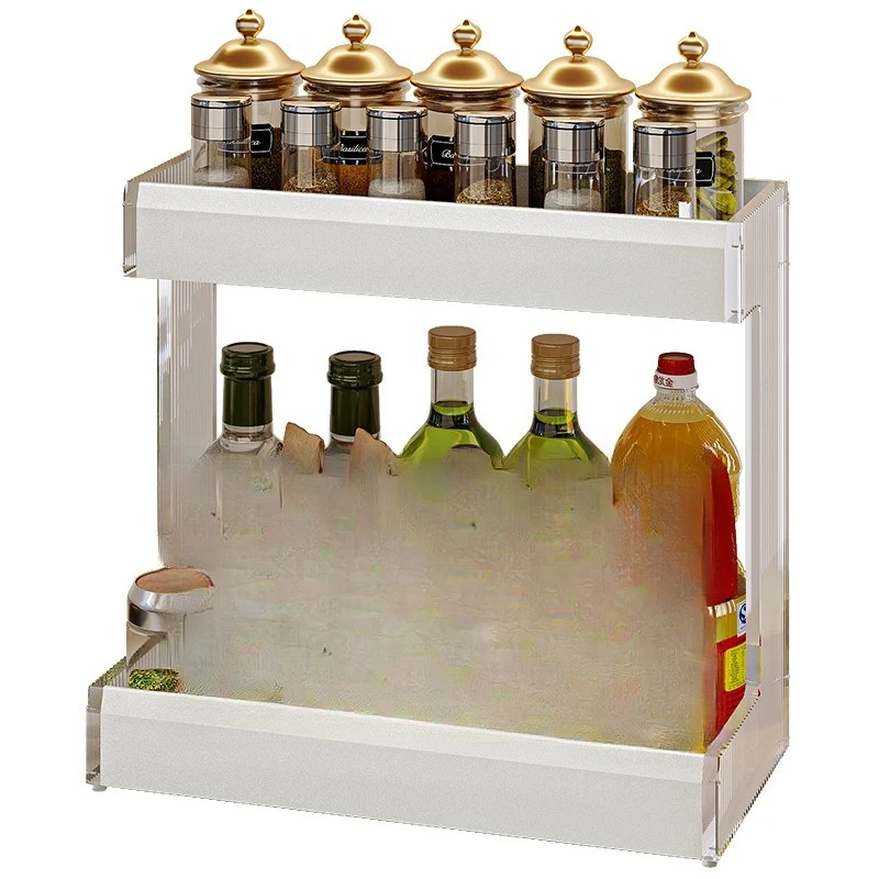 

Kitchen seasoning rack, countertop, narrow small size, double-layer seasoning, oil, salt, sauce and vinegar storage shelf