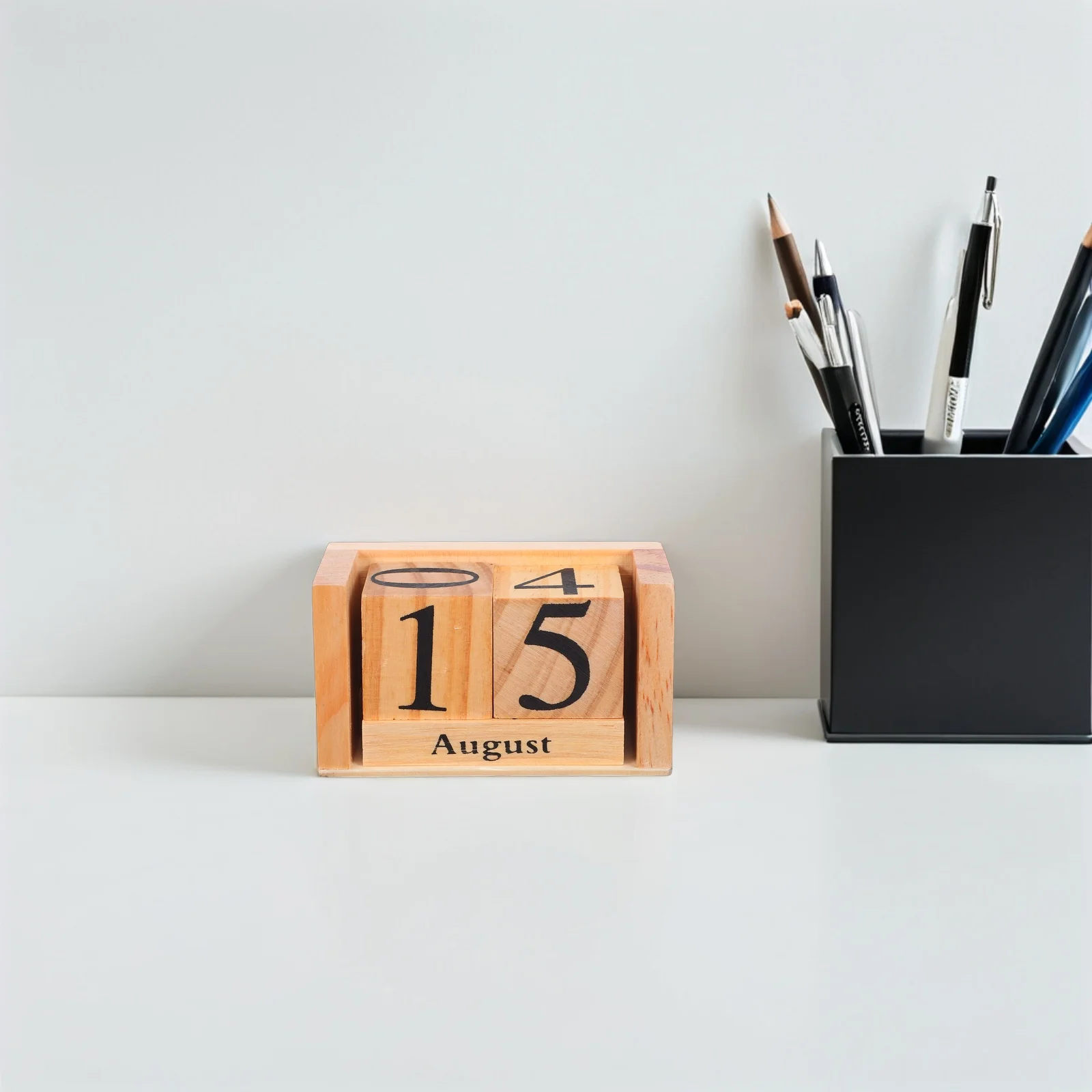 

Wooden Calendar For Desk Block Perpetual Calendar - Manual Date Display Rustic Office Decor For Daily Use And Home Decoration