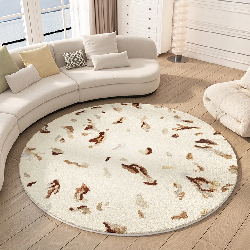 

Cream Style Bedroom Decor Round Carpet Fluffy Soft Bedside Rug Thicken Plush Lounge Floor Mat Large Area Carpets for Living Room