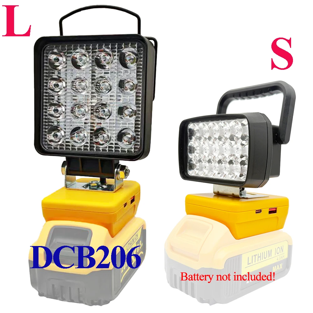 For Dewalt Li-ion Battery Case For XR 20V Camping Lamp Spotlights Working Light Flashlight Torch DCB200 DCB180 USB Power Bank