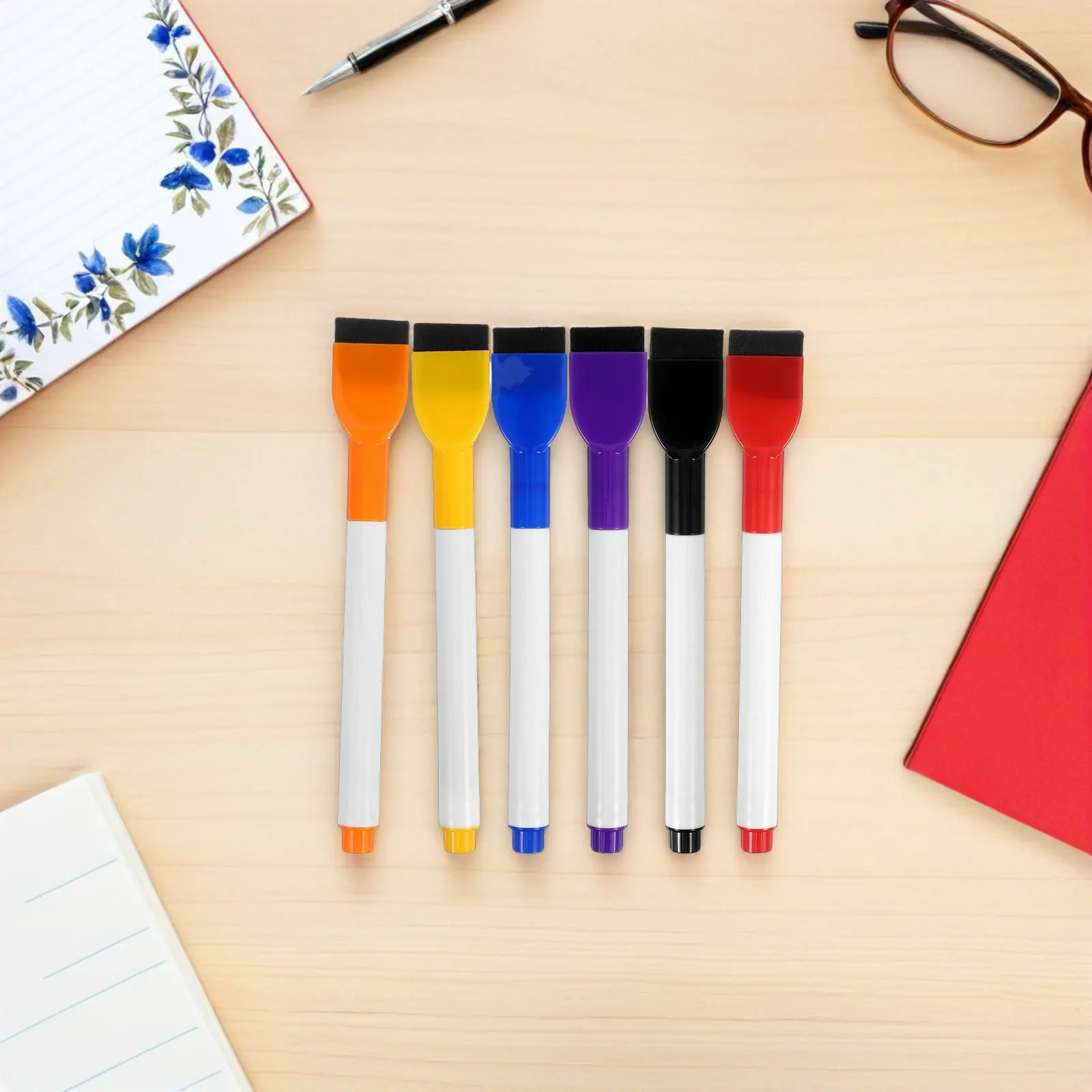 24Pcs Magnetic Dry Erase Whiteboard Markers Fine Tip Brush Colorful Erasable Ink White Board Marker Set Kids Classroom Office
