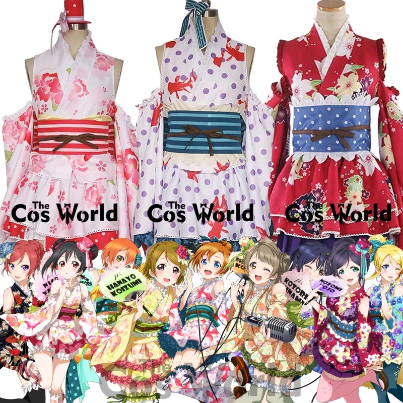 Love Live September Yukata Kousaka Honoka Minami Kotori Sonoda Umi Yazawa Nico Eli наряды на заказ аниме костюмы для косплея