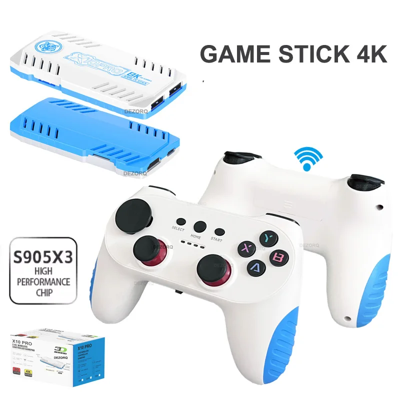 X10 PRO Game Stick 4K Mini Konsola do Gier Wideo 128G TV Przenośna Konsola do Gier z Podwójnymi Gamepadami Wyjście HD Gry Retro