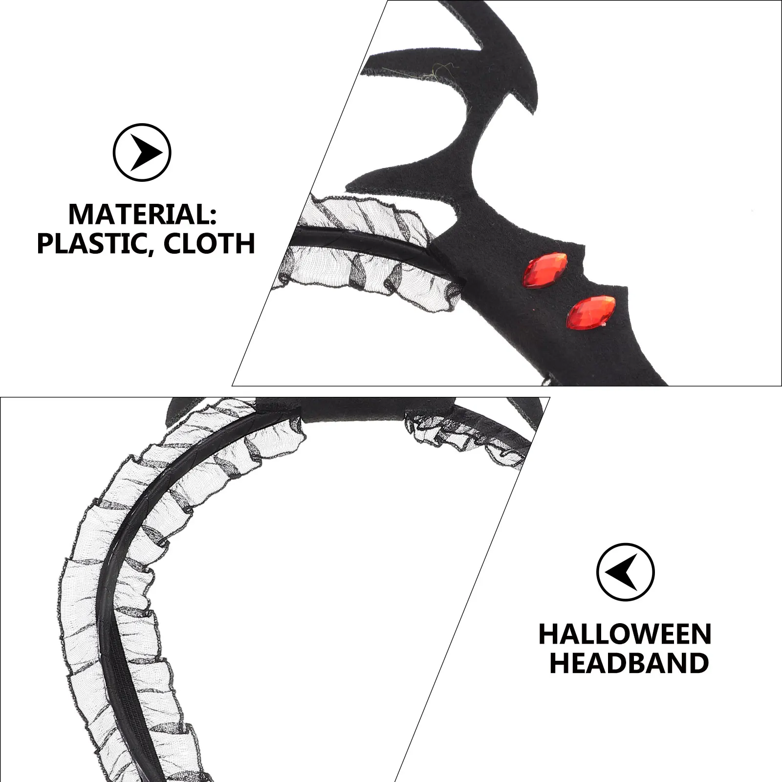 

Halloween Bat Wing Headband Fabric Plastic Party Costume Accessory Cosplay Hair Hoop Carnival Halloween Decoration Gift Friends