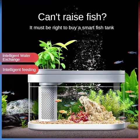 스마트 물고기 탱크 수륙 양용 에코 수족관 자동 공급기 자동 수족관 물고기 탱크 FeederRGB 조명은 Mijia MiHome App과 함께 작동합니다.