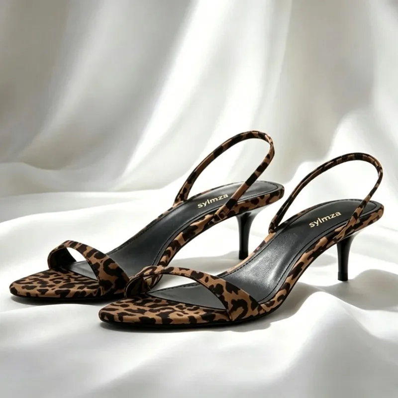 2026 Summer Sexy Open Toe High Heel Sandals for Women Fashion Round-Toe Slingback Heels Comfortable Kitten-Heel Designer Sandals