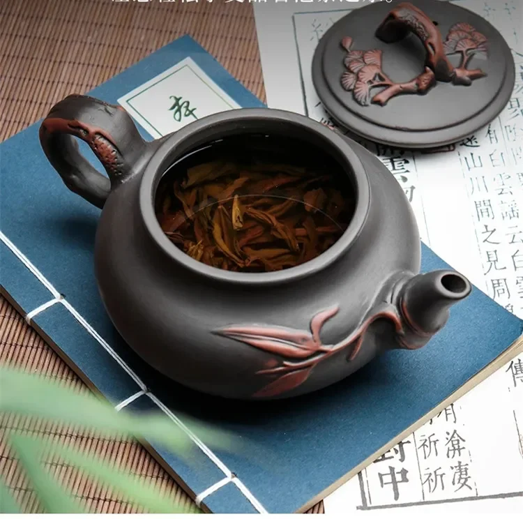 Yixing-Purple Clay Teapot and Teacup Set, Large Capacity, Clay Plum Blossom Pot, Kungfu Tea Set
