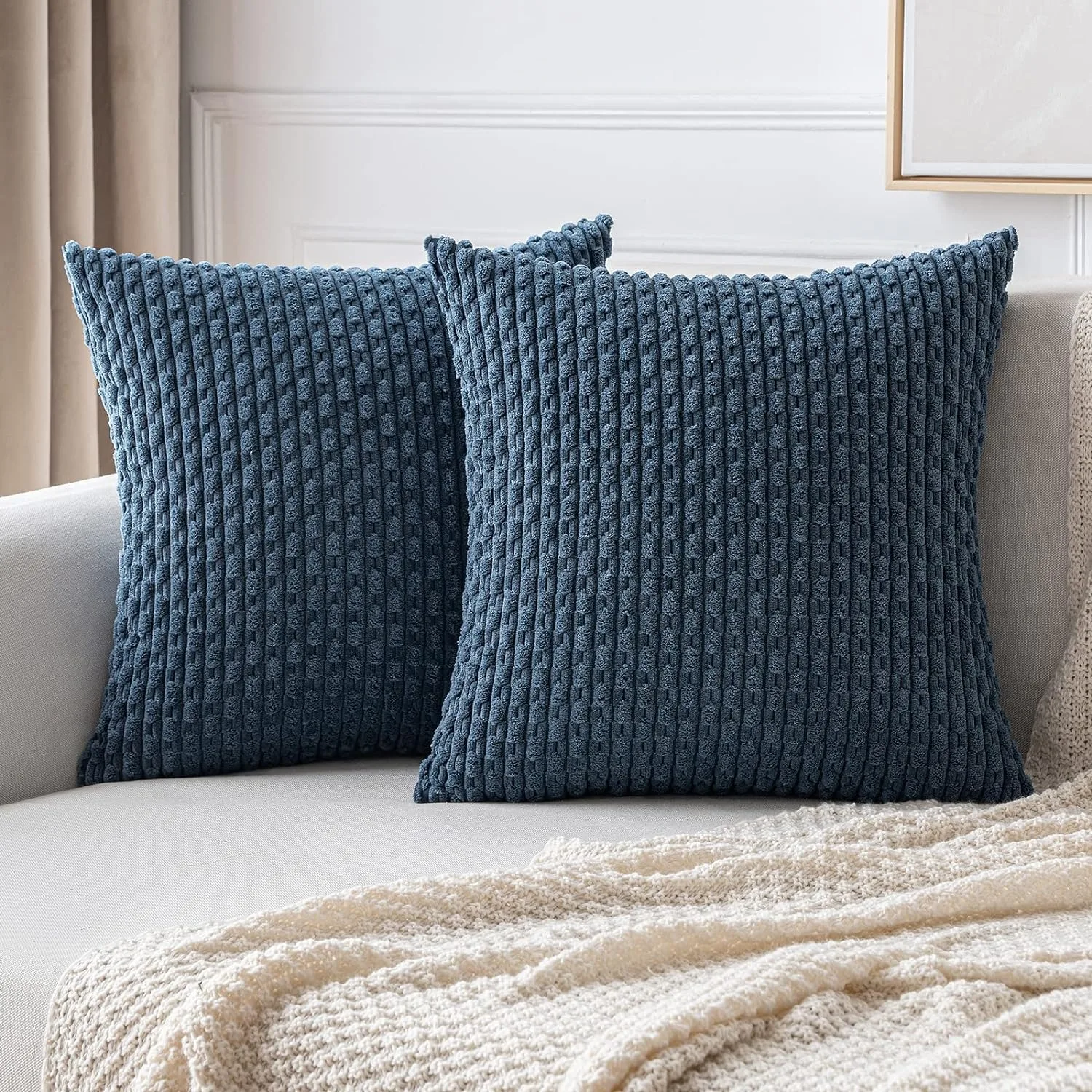 Lente decoratieve sierkussenhoezen boerderij Boho Home Decor gestreepte corduroy vierkante kussenslopen 20 x 20 inch groen