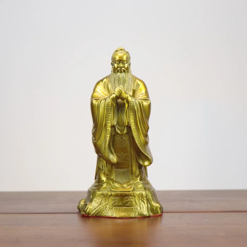 Historical Literary , Brass School Cultural Sculpture Ornament, Bronze Statue Of Standing Confucius