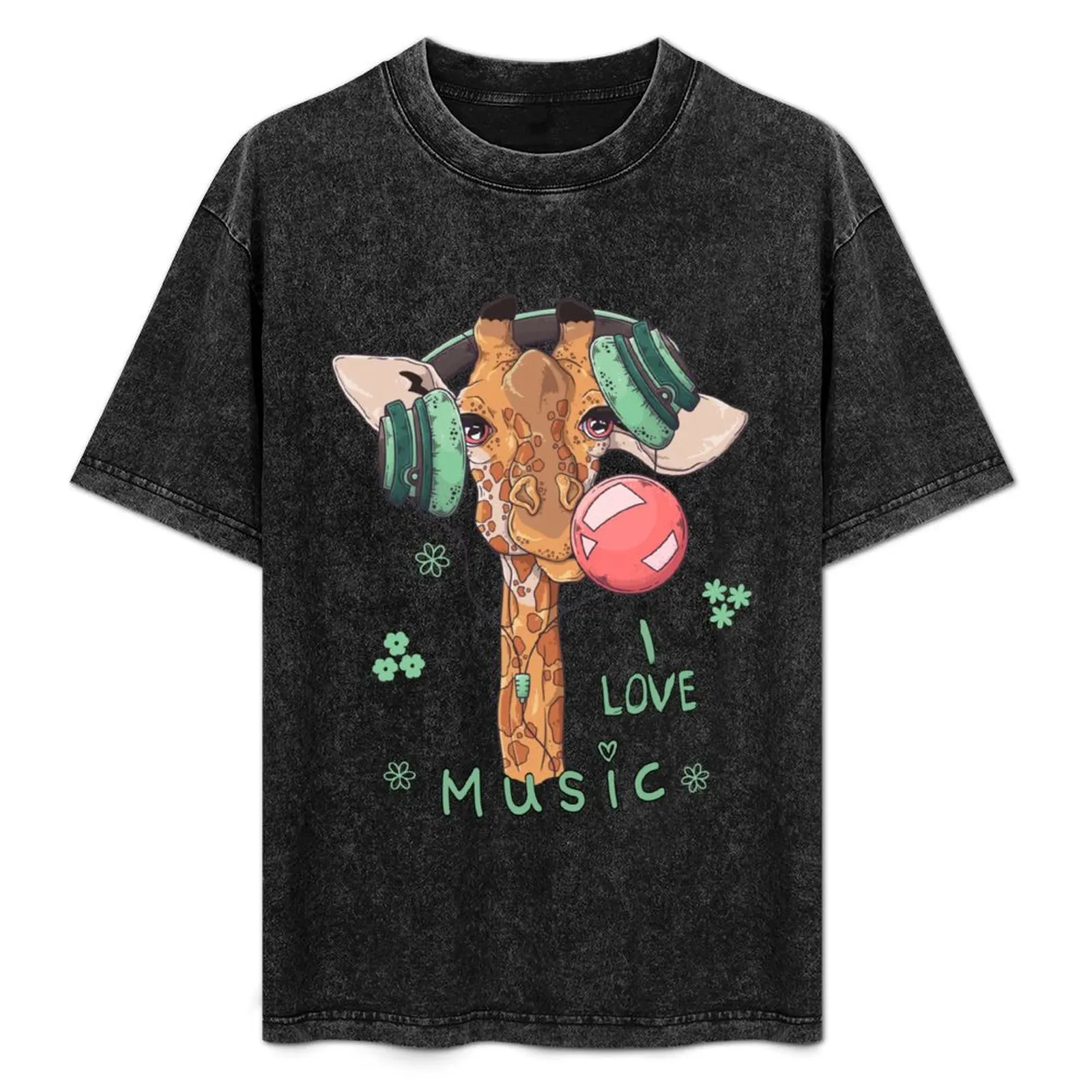 

Funny Music Giraffe T-Shirt Fashion Print Casual Short Sleeve