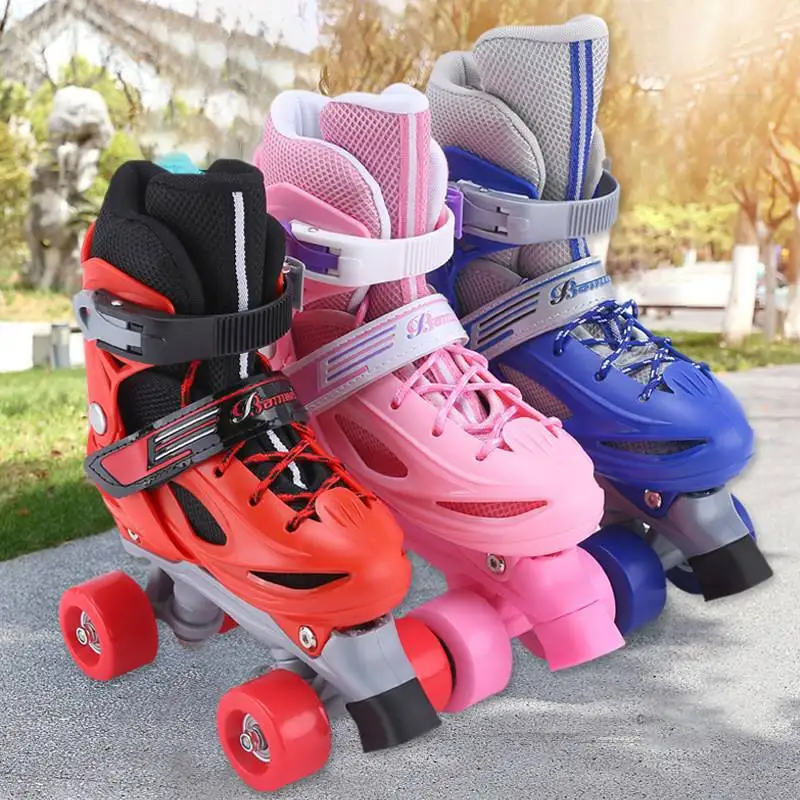 Weiwei the Skating Shoes Children Double Row Wheel Four-Wheel Pumps Roller Skating Skates Men and Women the Skating Shoes