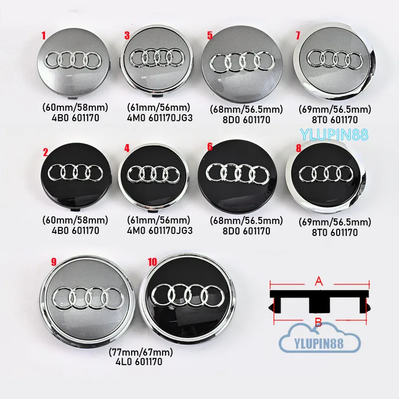 CarWheel Center Cap Cover Auto Badge SportRim Wheel Hub Cap Case Parts Accessories For Audi A1A3A4A4LA6 A6LA7A8 A8LC5Q3 Q5Q7 Q5L