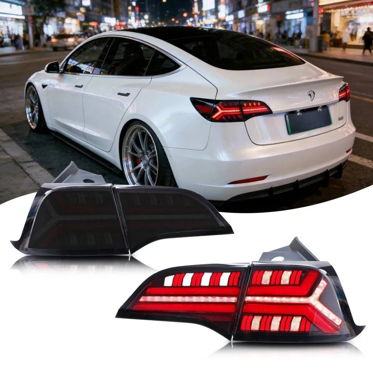 

Светодиодные задние фонари в сборе для Tesla Model 3 Model Y 2017-2022, черные задние фонари