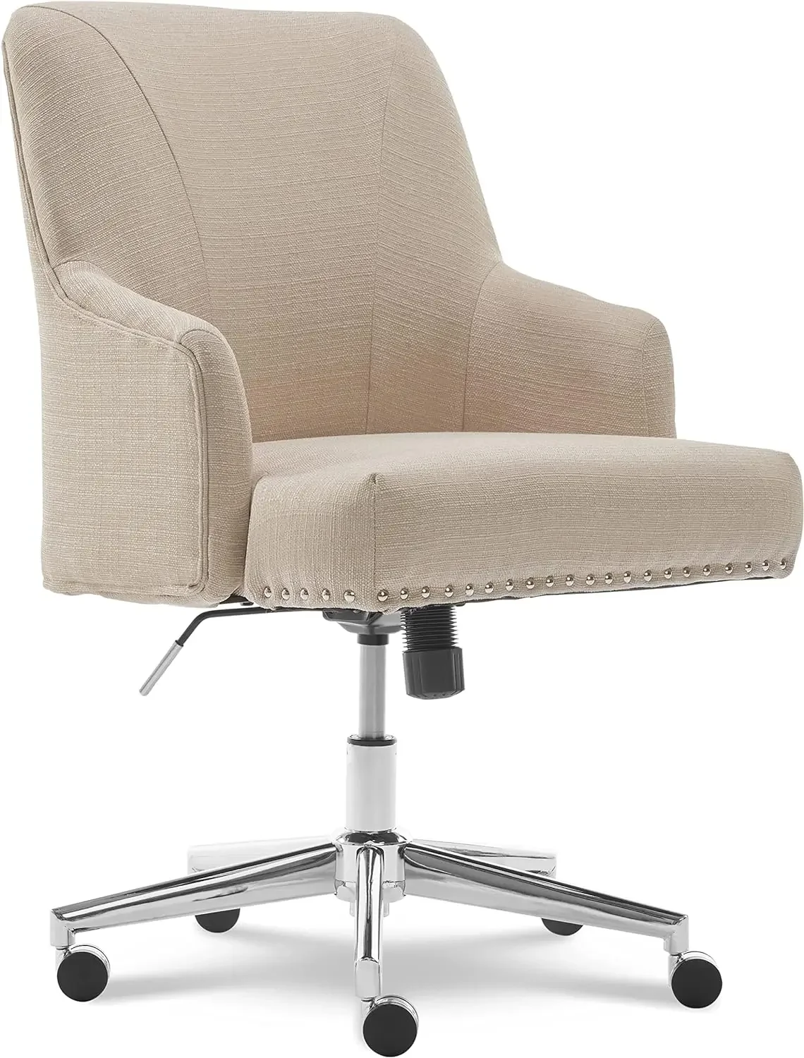 Leighton Modern Office Chair, Stylish Mid-Back Desk Chair, Rivet Detail, Serta Quality Memory Foam, Armchair with Wheels