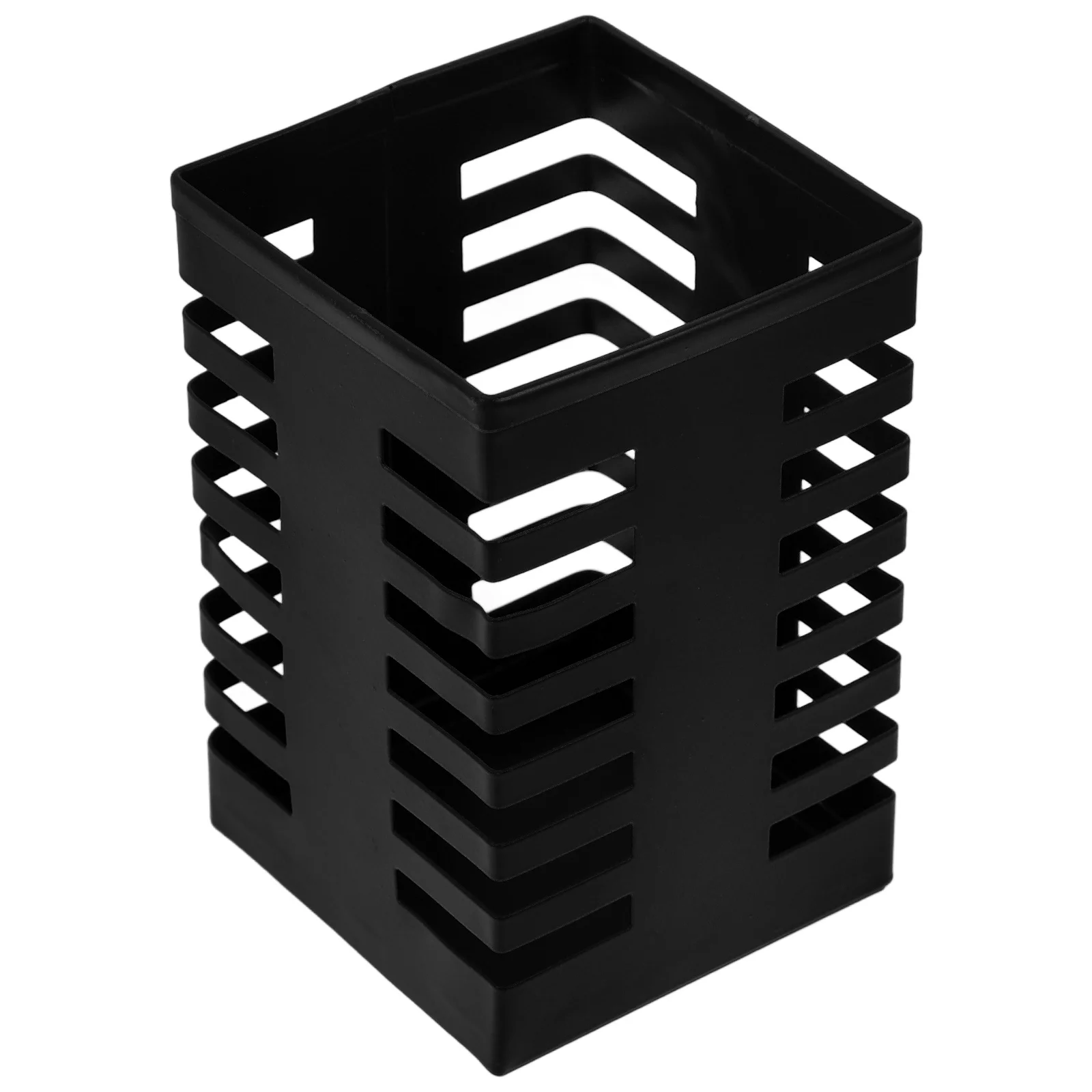 

Square Pen Holder Metal Desktop Organizer For Makeup Brushes Pens Stationery Storage Hollow Design Non-Slip Base Pencil