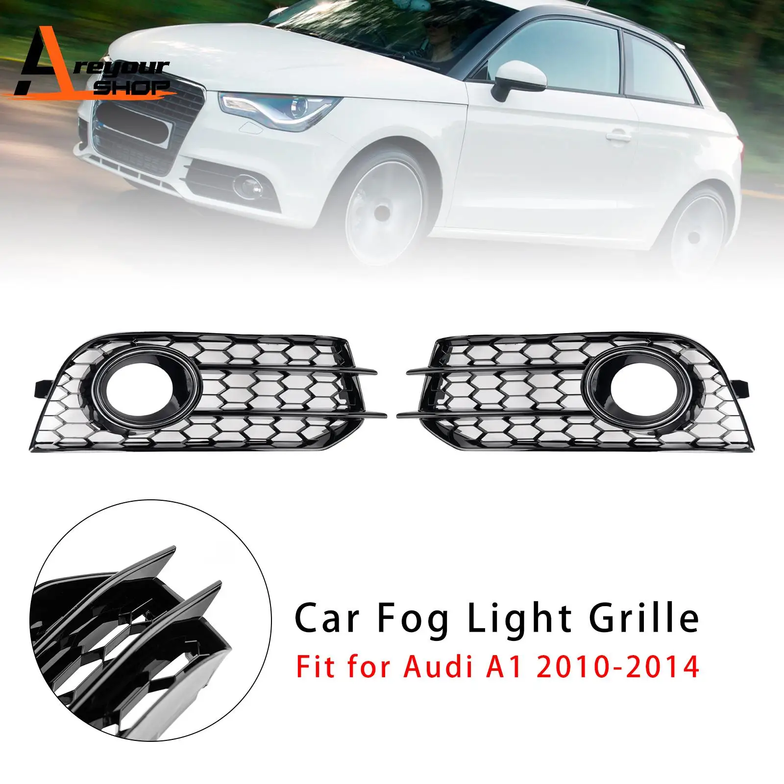 

Front Bumper Honeycomb Fog Grille Cover for Audi A1 2010 2011 2012 2013 2014 Black