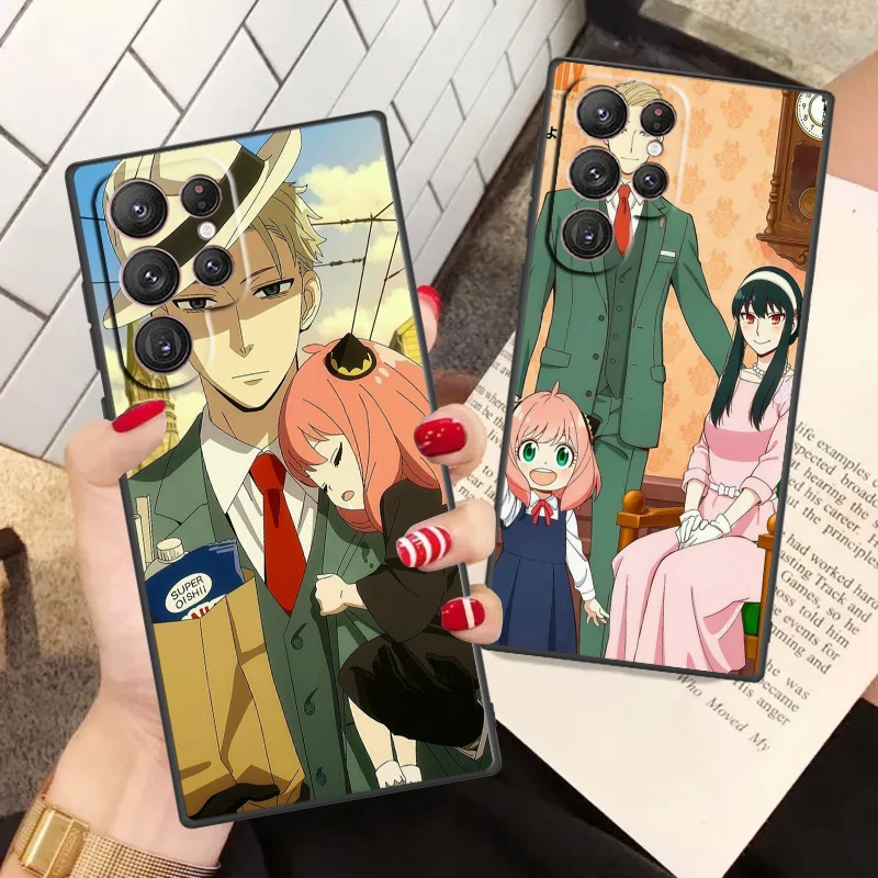 Anime SPY×FAMILY Cute Phone Case For Samsung S24 S23 S22 S21 S20 FE S10 S10e Ultra Plus Lite Black Soft Cover