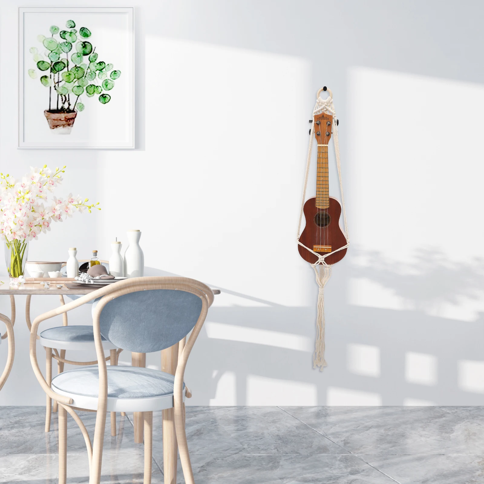 

Guitar Hanger Wall Mount Rack Macrame Ukulele Hangers Cotton Rope Hanging Stand Manual Woven Holder Indoor Outdoor Decor