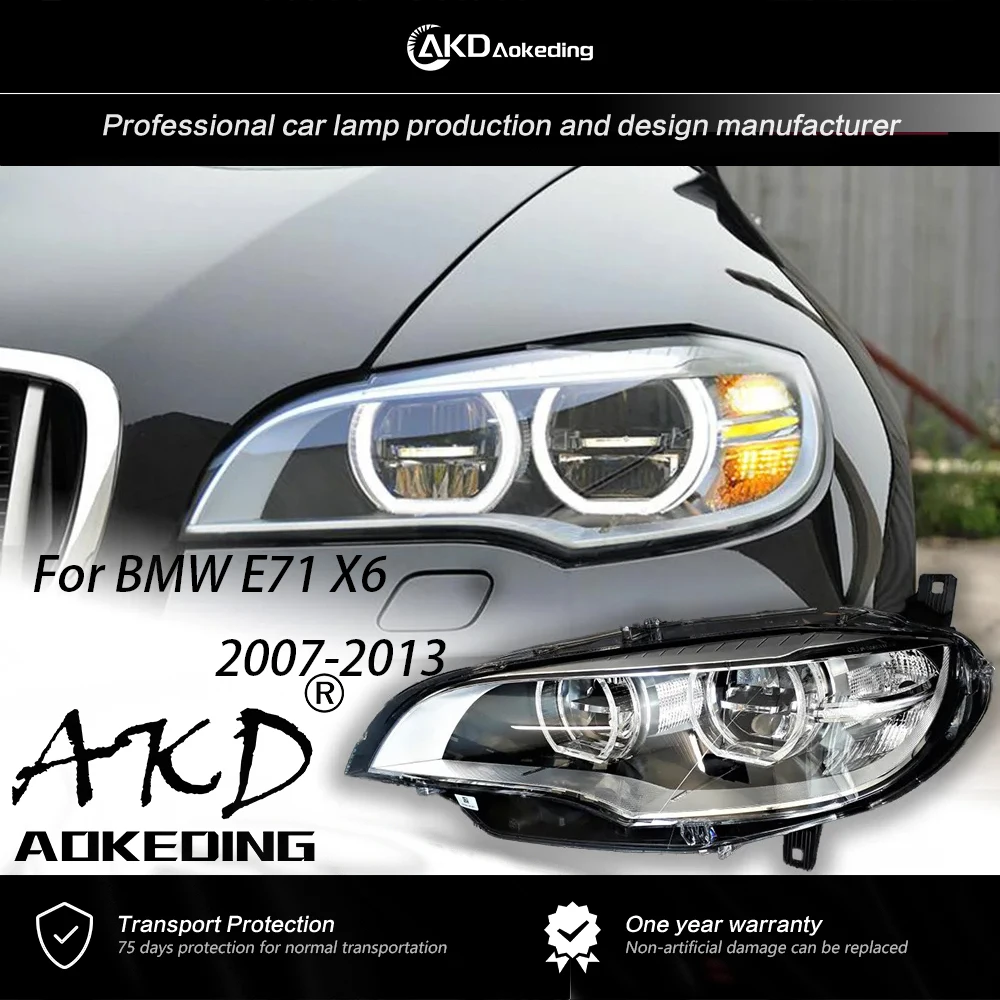 

AKD Head Lamp for BMW X6 Headlights 2007-2013 E71 LED Frontlight Projector AngelEye DRL Signal Assembly Upgrade Auto Accessories