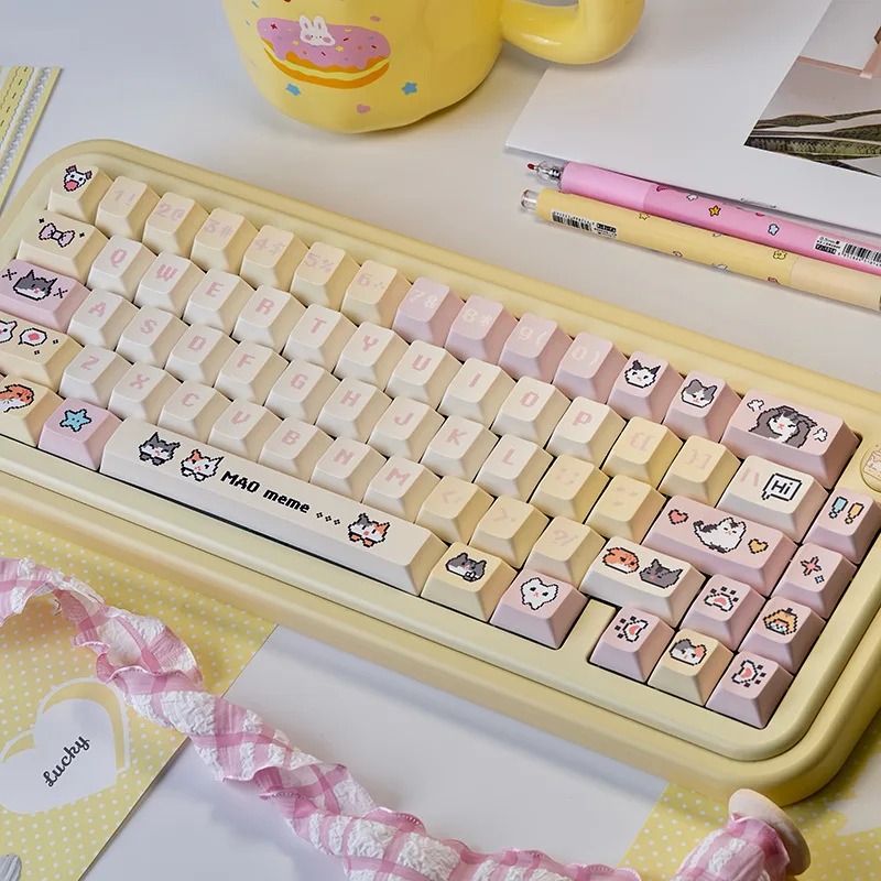 Pixel Cat Keycap Original Cream Personality Theme Sublimation PBT Wholesale