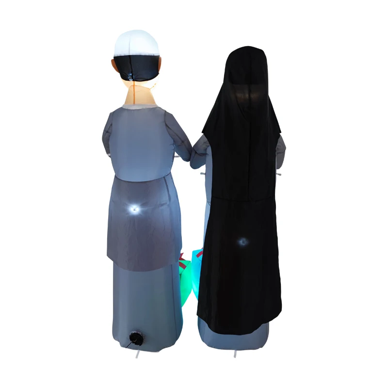6ft Ramadan Inflatable Decorations Inflatable Eid Mubarak Decoration with LED Lights Islamic Couples Muslim Holidays Outdoor Toy