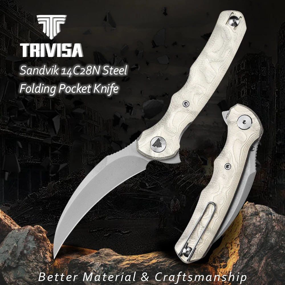 TRIVISA Lacerta متعددة الوظائف جيب سكين للفرد 14C28N شفرة النحاس الألومنيوم احباط مقبض مع كليب الصيد التكتيكي التخييم #1