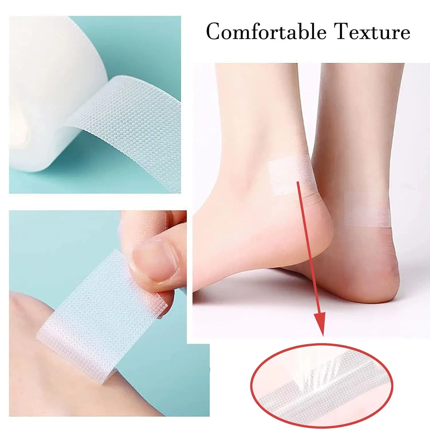 ملصق لاصق للعناية بالقدم 2 لفات، لفة شريط حماية للقدم مضادة للتآكل، شريط غير مرئي مقاوم للماء بكعب عالٍ، وسادة نفطة للكعب