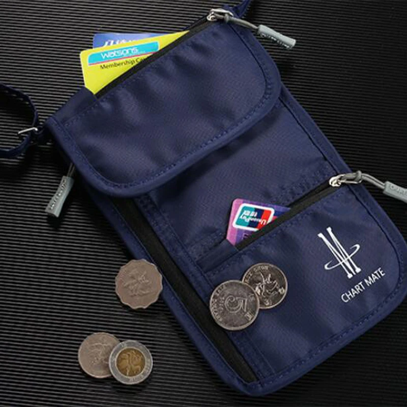 1Pcs Waterproof Portable Nylon Storage Bag Travel Document Card Passport Bag Neck Wallet Money Document Card Passport Neck Pouch