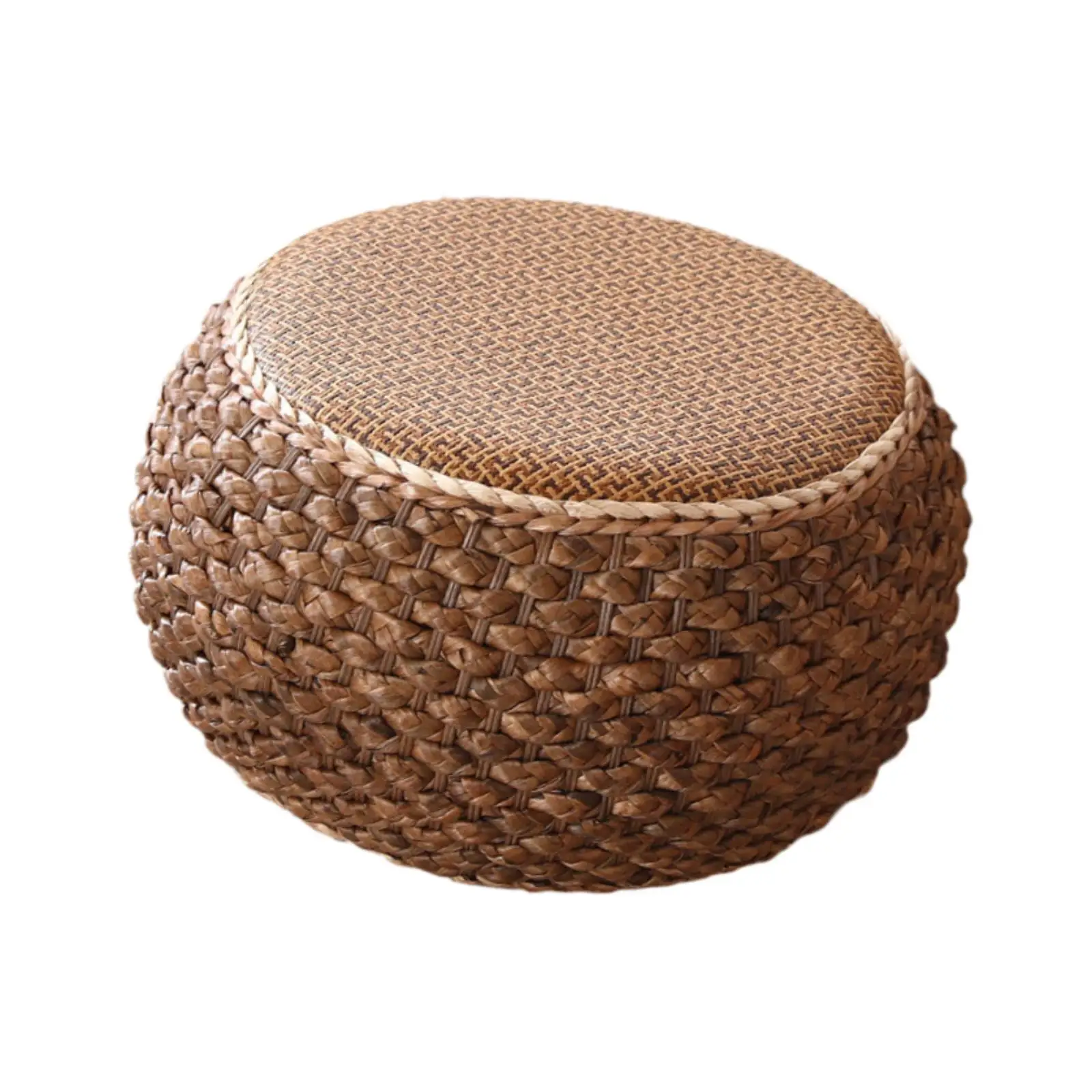 Rattan-Hocker, Ottomane, runde Fußstütze, leichter, bequemer Fußhocker für