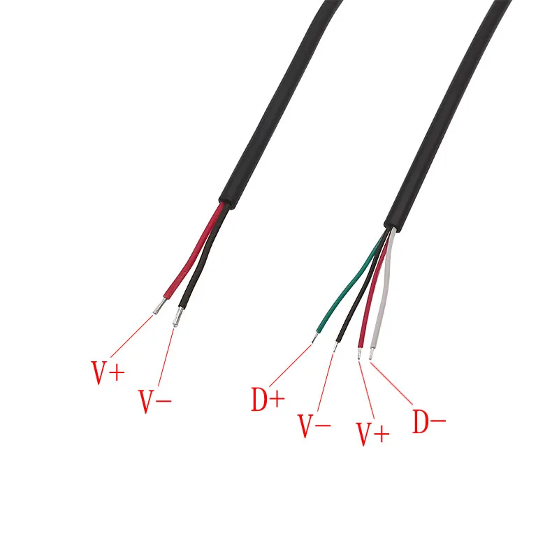 Cable de alimentación USB 2/4 Pin Micro USB 2,0 A tipo C, macho y hembra conector de Cable, Cable de extensión de carga de datos DIY, 30CM