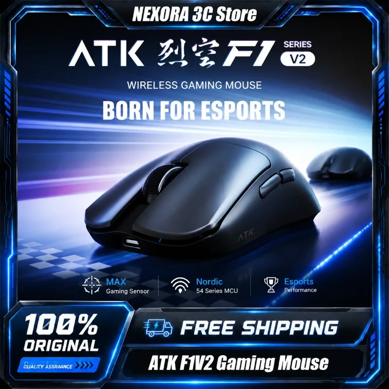 

ATK Blazing Sky F1 V2 Ultra Max Wireless Gaming Mouse Dual-Mode PAW3950 Ultra Dual 8K Low Latency Lightweight Ergonomic Extreme